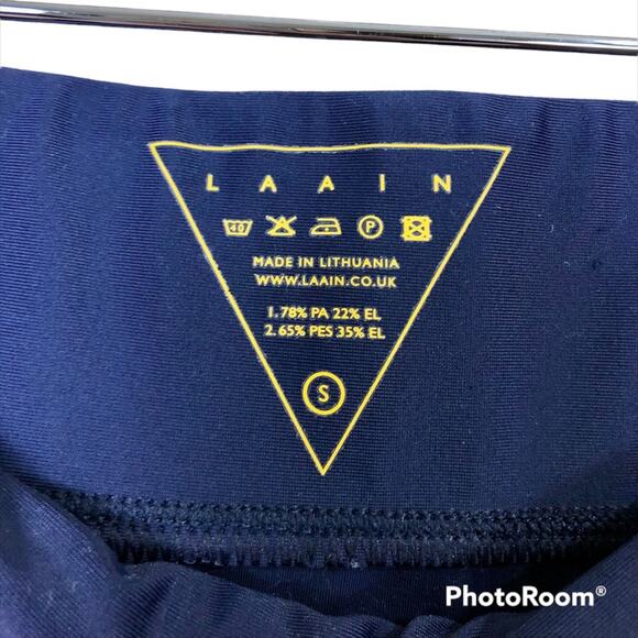 Laain Navy and Red Leopard Print Color Block Leggings Size Small - Picture 4 of 5